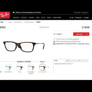 Rayban Light Ray Eye glasses frame
